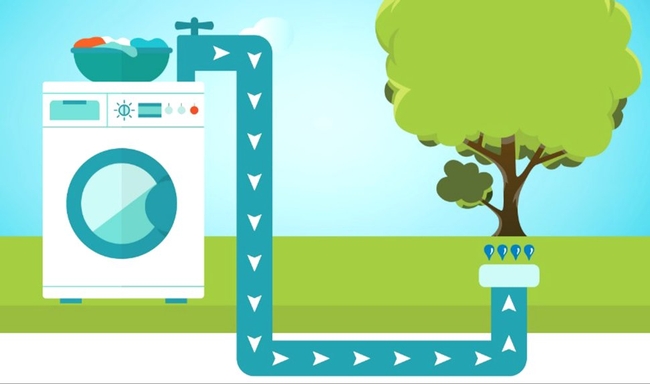 One type of greywater system recycles water from your washer for landscape use. (Courtesy Pasadena Water and Power)