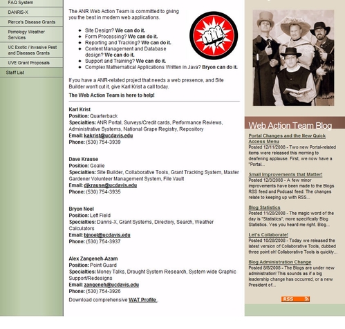 Example of Blogs Displayed in the center column