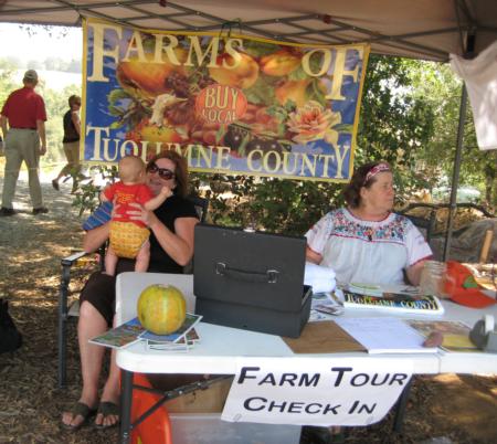 Farm tour check-in table