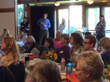 Attendees listen to Ralph Grossi recount key moments in Marin's agricultural history