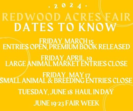 2024 Redwood Acres Fair Dates