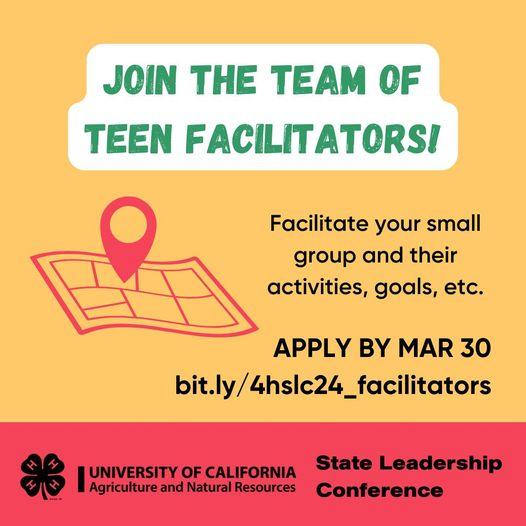 Join the team of teen facilitators! Facilitate your small group and their activities, goals, etc. Apply by March 30