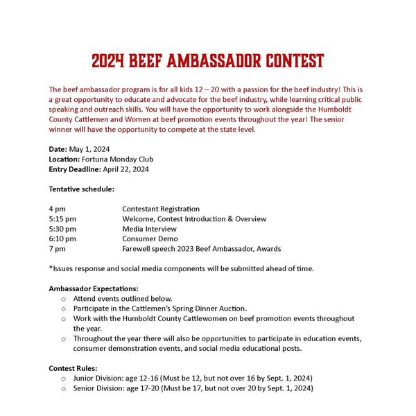 Beef Ambassador contest