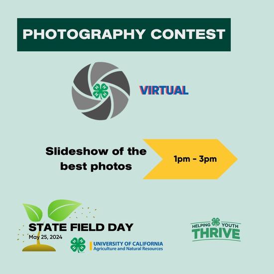 Photography contest. Virtual. Slideshow of the best photos. 1pm-3pm