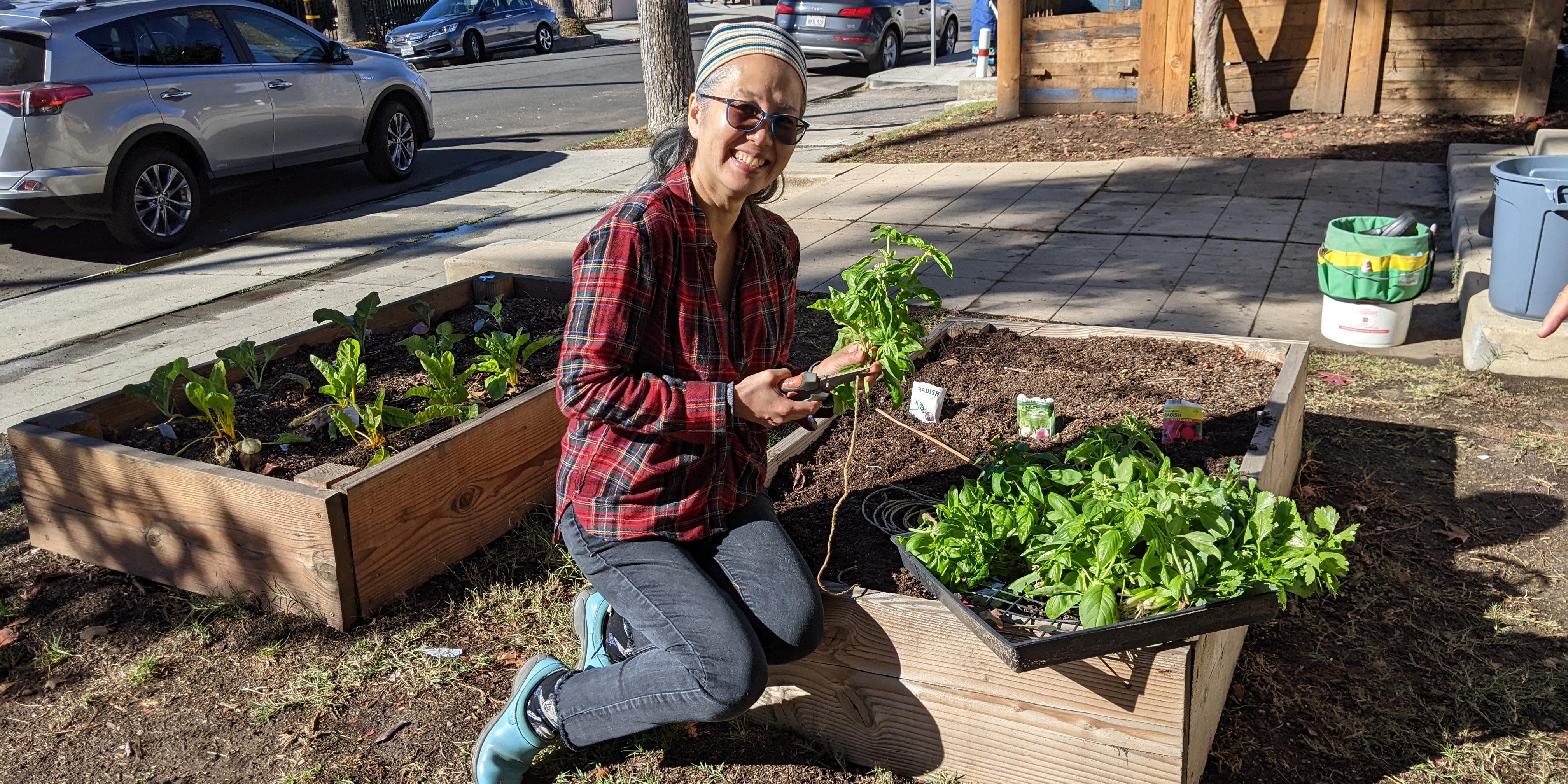 Vivien Phung at St Barnabas Church in Los Angeles, which hopes to create a garden that reflects the diversity of its residents. Photo/Joleen O’Brien