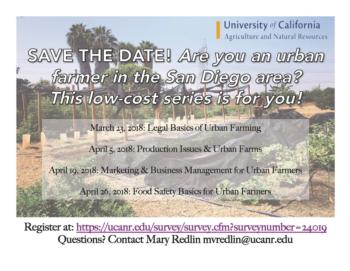 UC ANR Urban Ag Workshop Series Save the Date_San Diego 2018