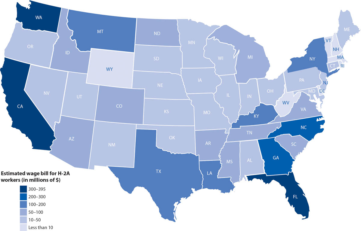 H-2A wage bills by state (FY20). Source: OFLC Disclosure Data.