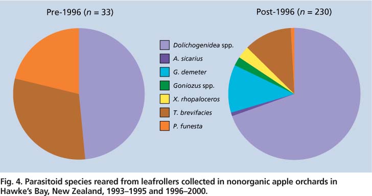 Parasitoid species reared from leafrollers collected in nonorganic apple orchards in Hawke's Bay, New Zealand, 1993-1995 and 1996-2000.
