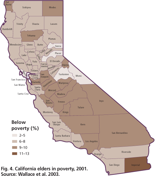 California elders in poverty, 2001. Source: Wallace et al. 2003.