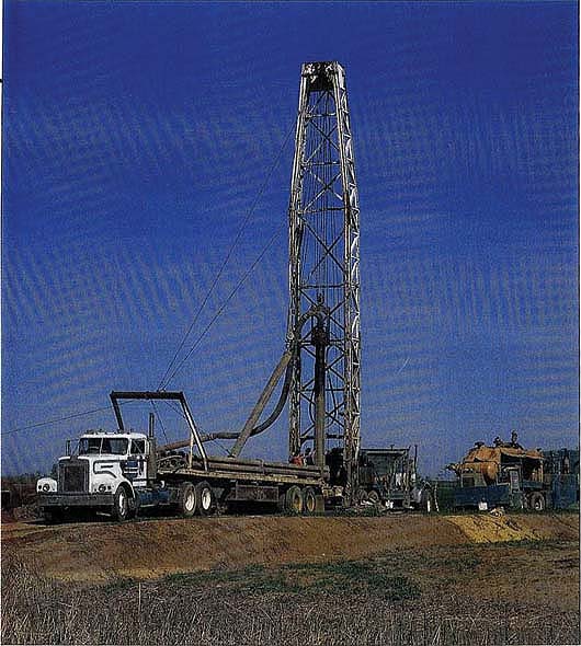 Drill rig used to ream the borehole for a new water well west of Davis.