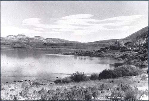 Above, Mono Lake circa 1930. Below, Mono Lake in 1993. Beginning in 1941, water was diverted from Mono Basin for Los Angeles. Over the next 40 years the water level of the lake dropped approximately 45 feet.