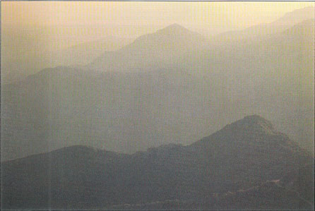 The amount of carbon dioxide released per person in the United States has increased in each of the past 50 years, contributing to global warming. In Sequoia National Park, air pollution is visible from Moro Rock.