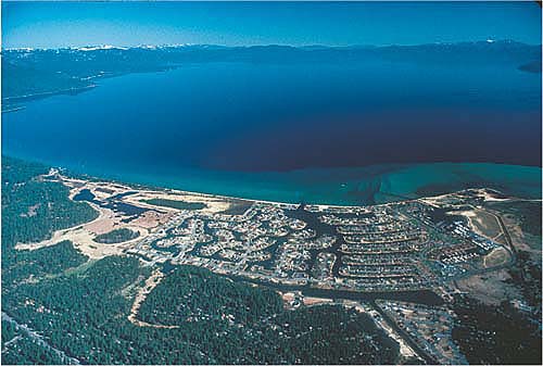 The Tahoe Keys development on the lake's south shore destroyed Pope Marsh and put part of the Truckee River into a canal, so that it now delivers nutrients and sediment directly to the lake without the filtering benefits of the former wetland.