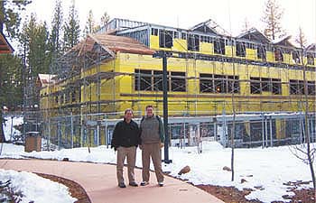 Alan Heyvaert (left) of the Desert Research Institute and John Reuter of the UC Davis Tahoe Environmental Research Center (TERC) monitor construction of a new 45,000-square-foot Tahoe Center for Environmental Sciences in Incline Village. The wetland site of the old facility, a former fish hatchery in Tahoe City, will be restored.