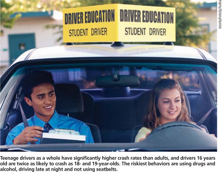 Teenage drivers as a whole have significantly higher crash rates than adults, and drivers 16 years old are twice as likely to crash as 18- and 19-year-olds. The riskiest behaviors are using drugs and alcohol, driving late at night and not using seatbelts.