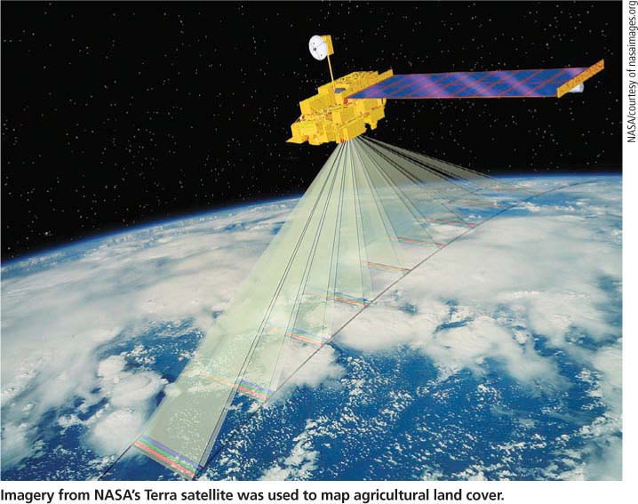 Imagery from NASA's Terra satellite was used to map agricultural land cover.
