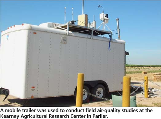 A mobile trailer was used to conduct field air-quality studies at the Kearney Agricultural Research center in Parlier.