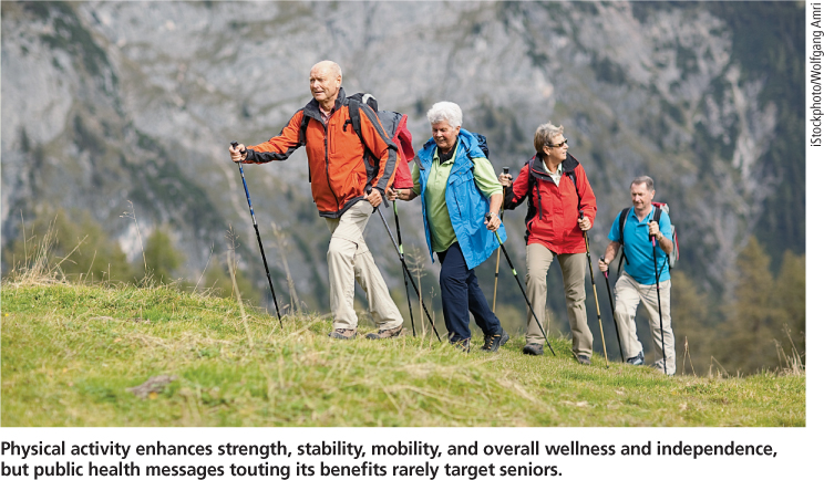 Physical activity enhances strength, stability, mobility, and overall wellness and independence, but public health messages touting its benefits rarely target seniors.