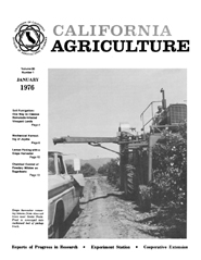 California Agriculture, Vol. 30, No.1