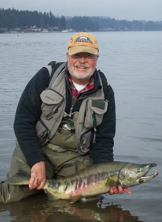 Chum salmon habitat. Adult fish captured at the mouth of Chico Creek on Puget Sound, in Kitsap County, Washington, on 8 November 2007. Photo courtesy of Larry Coté.