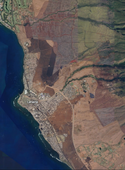 Google Earth Map, Lahaina, Maui, Hawaii, USA—20°52’02”N, 156°40’27W. Retrieved 9/9/2023, one month after the Maui fire destroyed most of Lahaina.