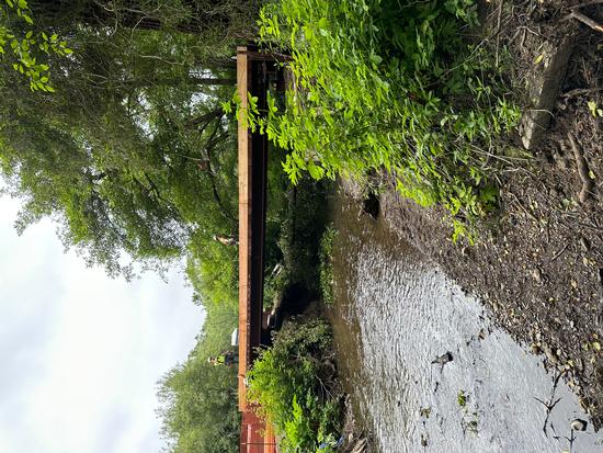 Bridge from creek nearing completion