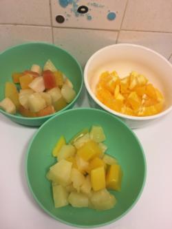 Drained fruit and 1 fresh orange (diced).