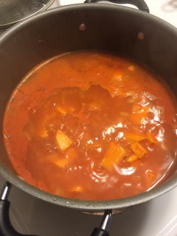 Bring so a slow boil then reduce heat and simmer for 20 minutes.