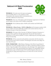 National 4-H Week Proclamation 2009