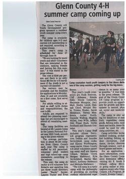 Glenn County 4-H Summer Camp Coming Up Transcript Newspaper Article 6.2019
