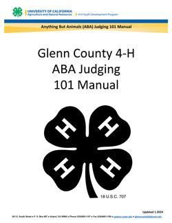 Glenn County 4-H ABA Judging 101 Manual