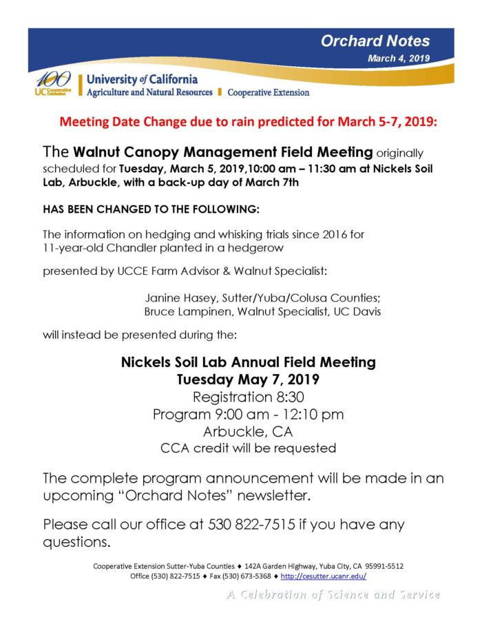Email Extra Walnut Canopy Management Field Meeting Date Change