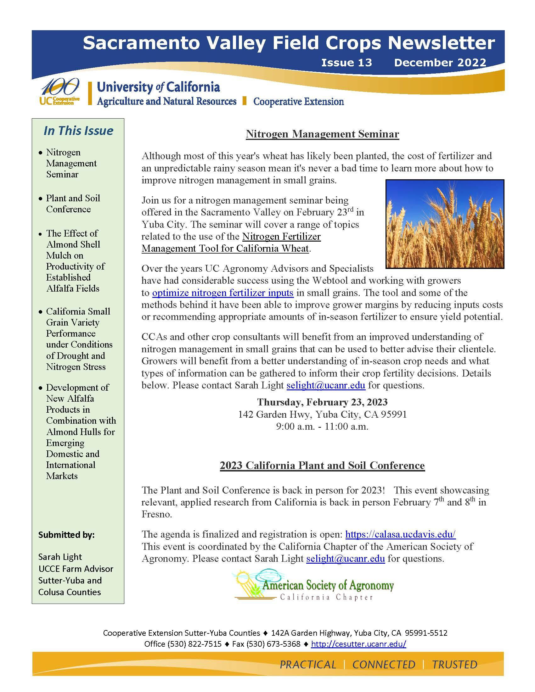 Sacramento Valley Field Crops Newsletter - December 2022_Page_1