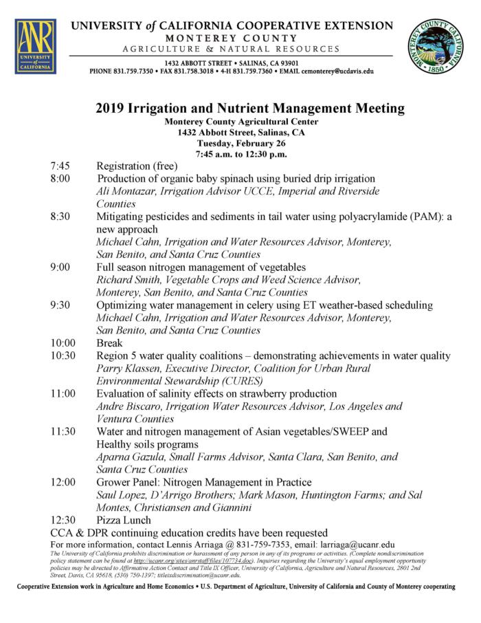 2019 Irrigation Nutrient Management Meeting