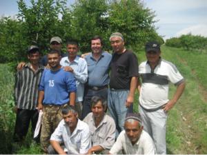 Frank with farmers in Ferghana Valley, Uzbekistan. 2012.