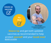 The EXCITE project emphasizes the importance of flu and COVID-19 immunizations to protect the health of loved ones. Chris Shogren, UCCE environmental horticulture advisor for Los Angeles County, got his vaccine.