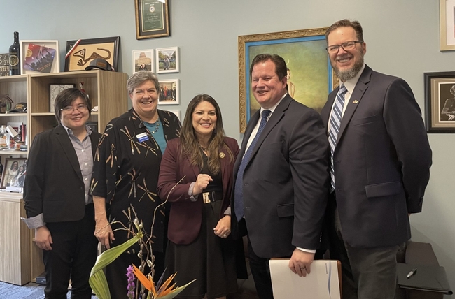 From left, Cindy Chen, Glenda Humiston, Assembly Agriculture Committee Chair Esmeralda Soria, Gabe Youtsey and Victor Francovich, chief consultant for the Assembly Agriculture Committee.