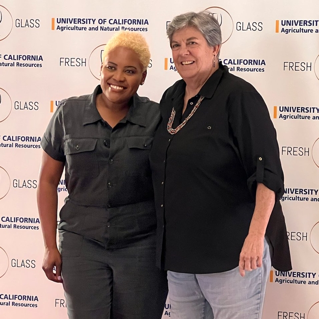 Cassandra Schaeg, left, attended the premiere. Humiston thanked her “for so beautifully conveying the bounty of our South Coast REC and the breadth of UC ANR's work.”