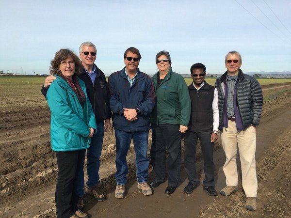 From left, Mary Bianchi, Bill Frost, a Santa Maria vegetable grower, VP Humiston, Surendra Dara and Mark Gaskell.