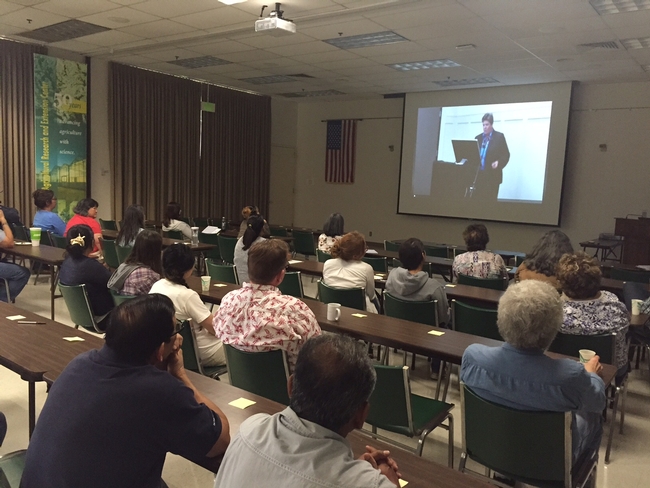 ANR employees at Kearney Agricultural Research and Extension Center participate in the town hall by teleconference.