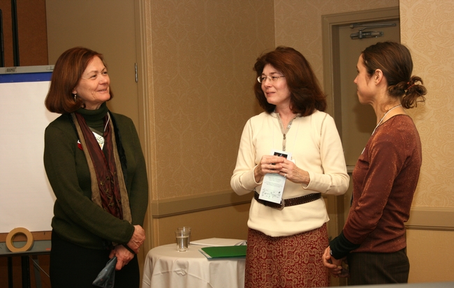 Shermain Hardesty, left, converses with participants in a Personal Risk Management and Networking for Women Farmers & Ranchers workshop during the 2008 California Small Farm Conference in Tulare. Photo by Brenda Dawson