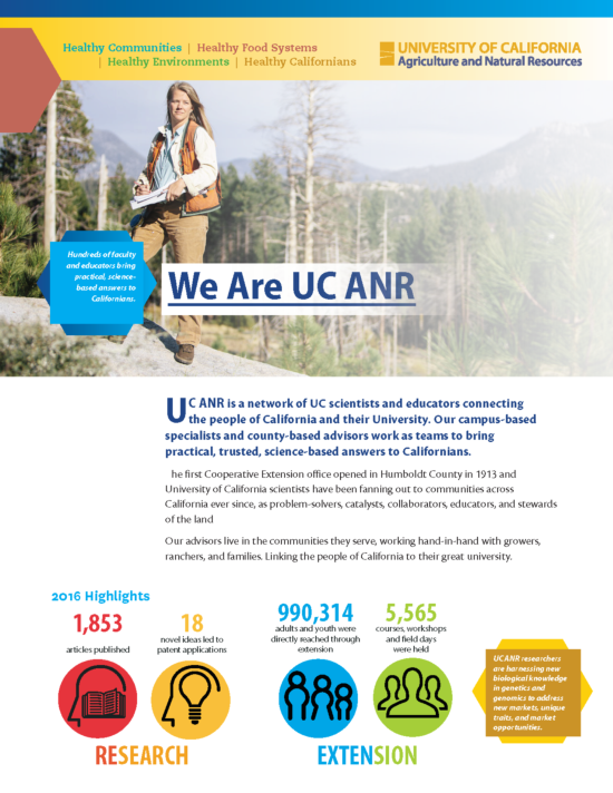 This image of UCCE forestry advisor Susie Kocher is one of four choices for the ANR one-pager.