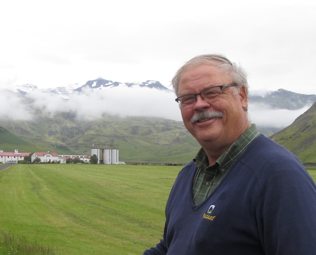 John Karlik with the Eyjafjallojokull volcano looming in the background