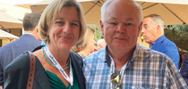 Yana Valachovic and Glenn McGourty, UCCE farm advisor emeritus and current Mendocino County supervisor, greet each other at the Rural County Representatives of California conference. for ANR Employee News Blog
