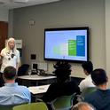 At the VINE Build workshop in Merced, academic innovators learned how to bring new inventions to market. Micki Seibel, entrepreneur in residence for Farmhand Ventures, gave instruction on user-centered design.