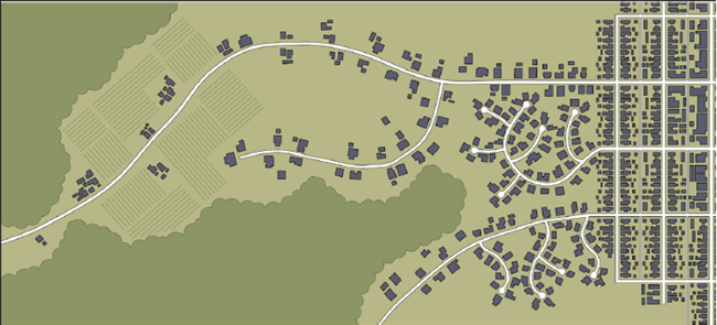 Diagram of houses spaces on the landscape