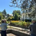 Yana Valachovic, University of California Cooperative Extension forest advisor, discusses home-hardening options with homeowners in Nevada County. Photo by Katie Low