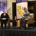 President Janet Napolitano, left, sat down with VP Humiston at UC ANR's statewide conference in 2018 to discuss UC ANR's role in advancing UC's Global Food, Carbon Neutrality and Mexico initiatives.