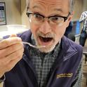 Director of the UC Integrated Pest Management Program, Jim Farrar, eats a bug for breakfast to show his commitment to UC Agriculture and Natural Resources.