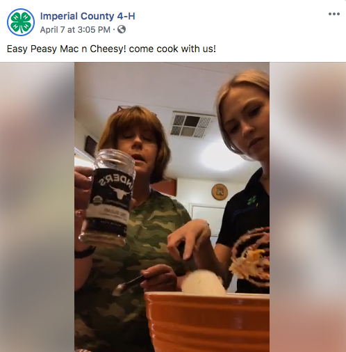 Imperial County 4-H members are learning how to cook and showing their own cooking skills on Facebook Live.